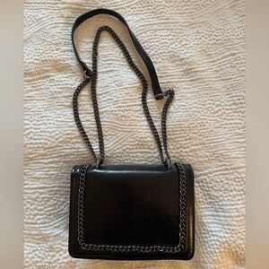 Zara Black Crossbody Bag with Silver Chain